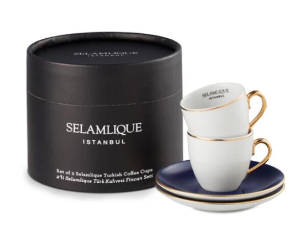 2'Lİ KLASİK MAVİ TÜRK KAHVESİ FİNCANLARI