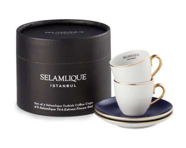 2'Lİ KLASİK MAVİ TÜRK KAHVESİ FİNCANLARI