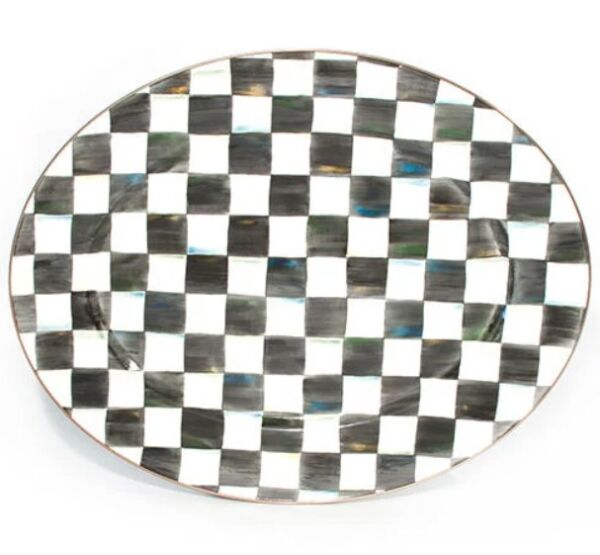 Courtly Check Enamel Oval Platter - Large