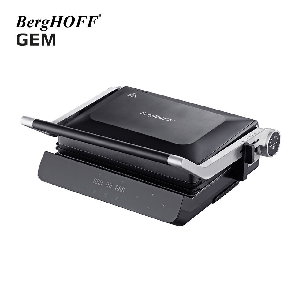  BergHOFF GEM TITAN Siyah Çelik Kapaklı Contact Izgara ve Tost Makinesi