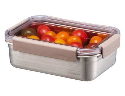 LocknLock Paslanmaz Çelik Fırın & Saklama Kabı Dörtgen Kilitli 1 Lt - Kahverengi