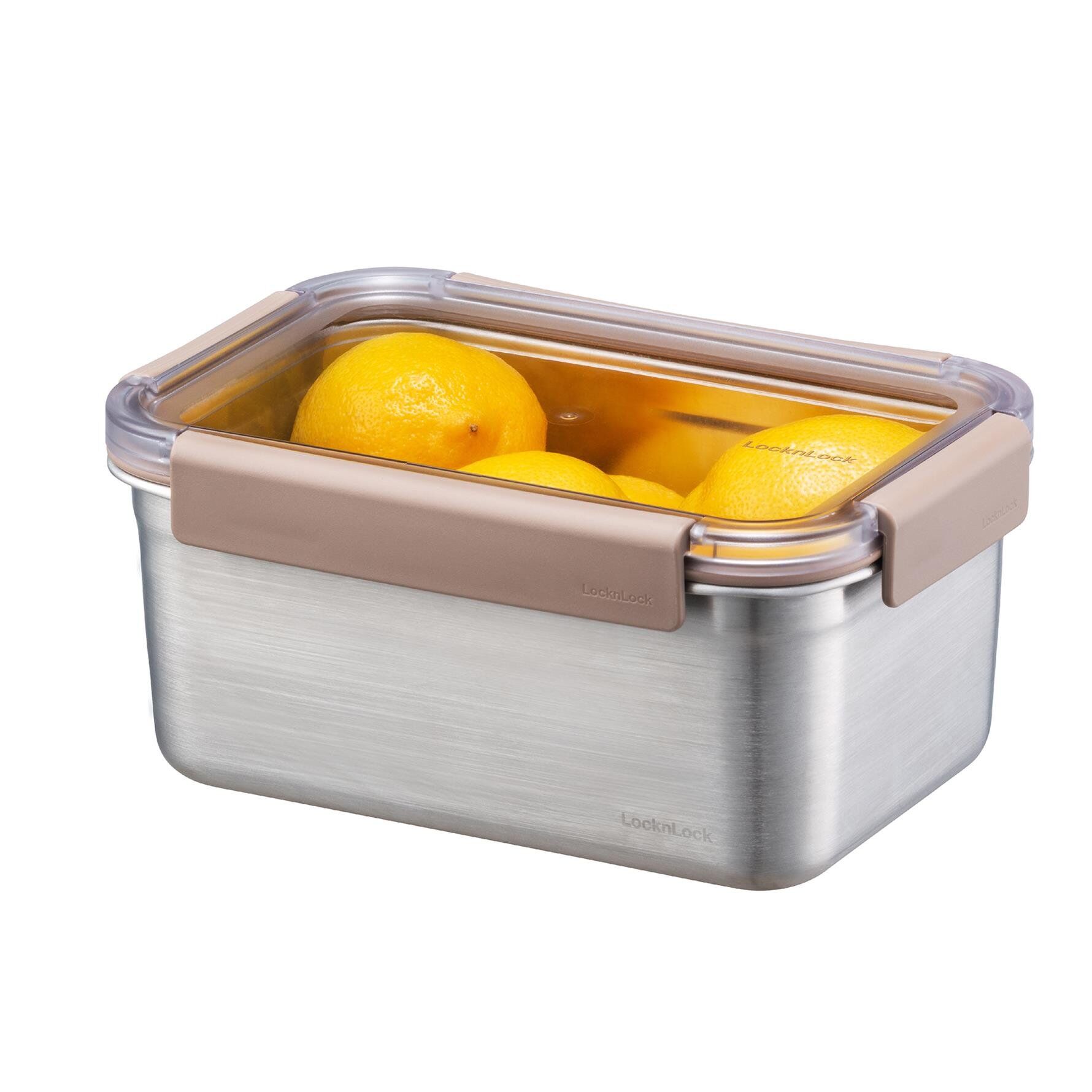 LocknLock Paslanmaz Çelik Fırın & Saklama Kabı Dörtgen Kilitli 1.5 Lt - Kahverengi