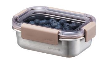 LocknLock Paslanmaz Çelik Fırın & Saklama Kabı Dörtgen Kilitli 310 ml - Kahverengi