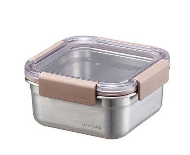 LocknLock Paslanmaz Çelik Fırın & Saklama Kabı Kare Kilitli 700 ml - Kahverengi