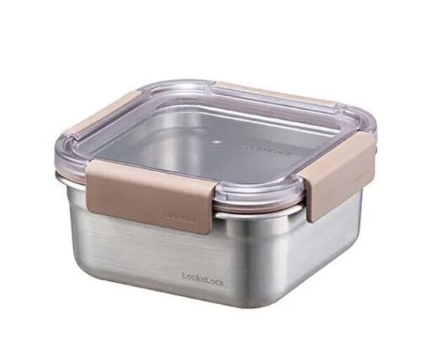 LocknLock Paslanmaz Çelik Fırın & Saklama Kabı Kare Kilitli 700 ml - Kahverengi