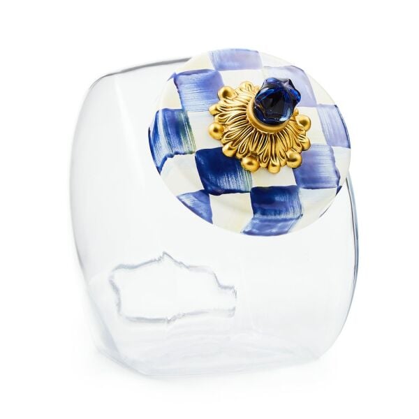 Sweets Jar with Royal Check Enamel Lid