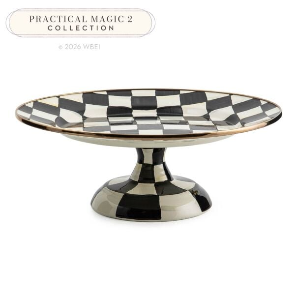 Courtly Check Enamel Pedestal Platter - Small