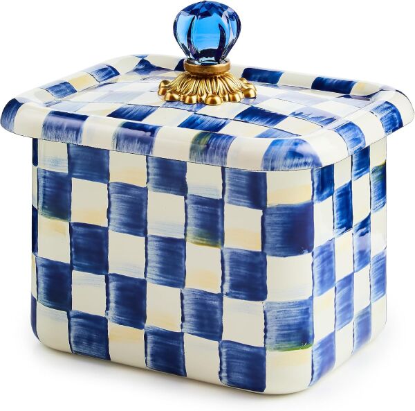 Royal Check Enamel Recipe Box