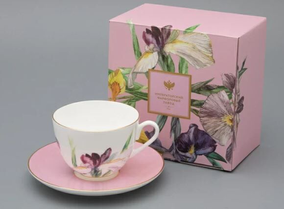 L'Art des Fleurs Fincan ve Tabağı Hediye Kutusunda, İlkbahar 2 Şekli, Rousey