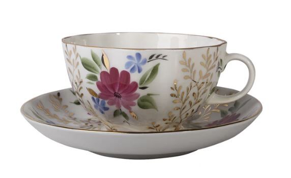 Çay Fincanı Ve Tabağı Lale Altın Çimen