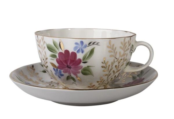 Çay Fincanı Ve Tabağı Lale Altın Çimen