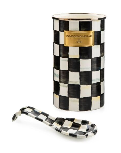 Courtly Check Enamel Spoon Rest & Utensil Holder Set
