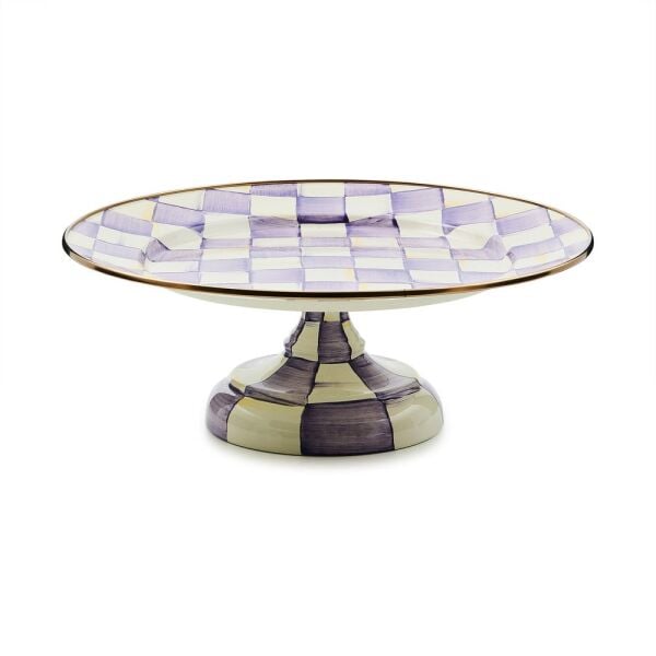 Emerald Check Mini Pedestal Platter