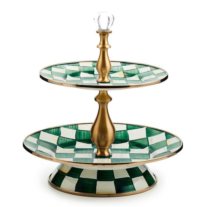 Emerald Check Two Tier Sweet Stand