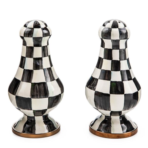 Courtly Check Enamel Large Salt & Pepper Shakers