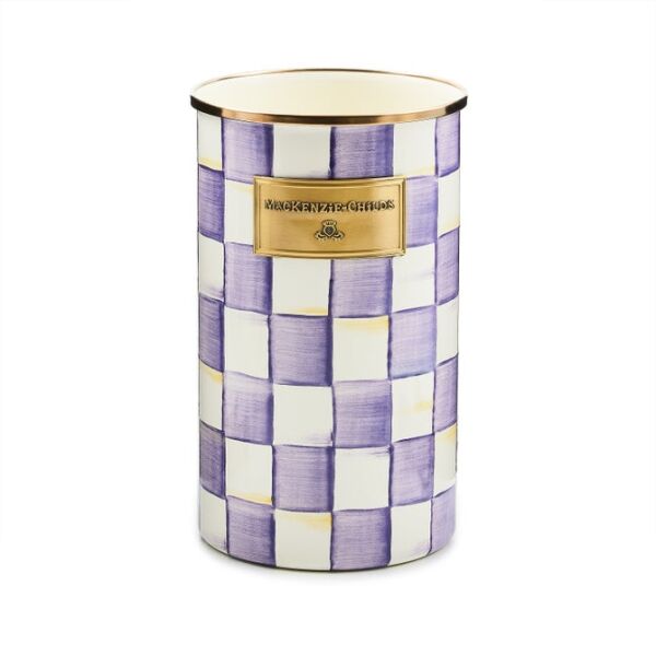 Violet Check Utensil Holder