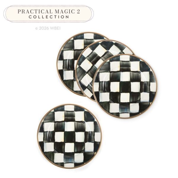 Courtly Check Enamel Appetizer Plates - Set of 4