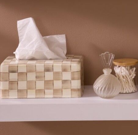 Mocha Check Standard Tissue Box Cover