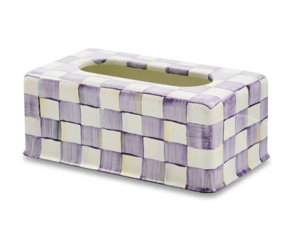 Violet Check Standard Tissue Box Cover