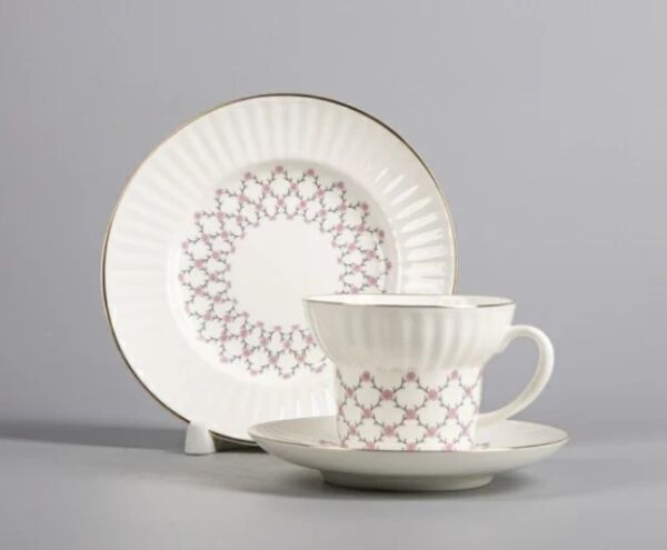 3lü set çay fincanı wawe rose