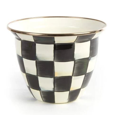 Courtly Check Enamel Flower Pot - Large