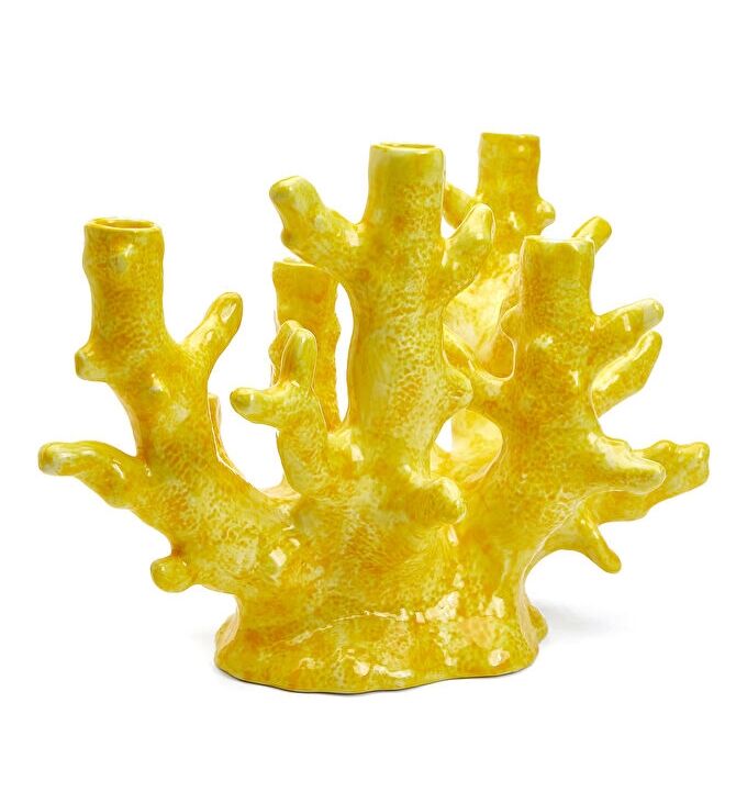 Sarı Mercan Formlu Şamdan