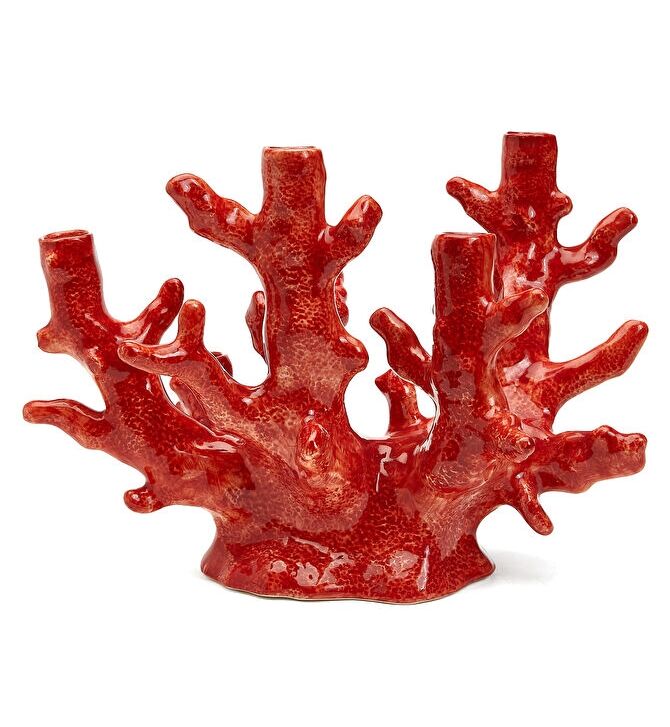 Kırmızı Mercan Formlu Şamdan