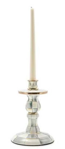 Sterling Check Enamel Candlestick - Small