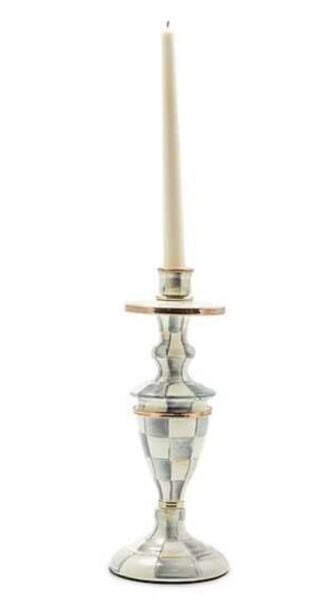 Sterling Check Enamel Candlestick - Medium