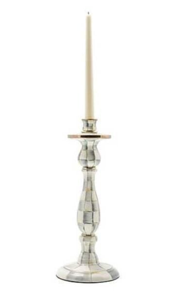 Sterling Check Enamel Candlestick - Large