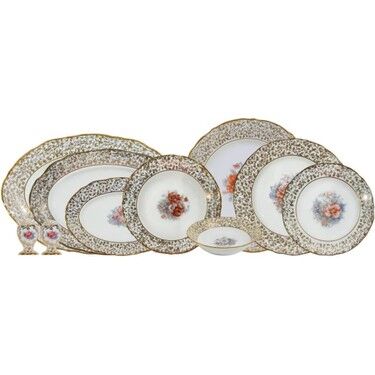 S.Clairy White Pearl Flowers 74 Parça 12 Kişilik Yemek Takımı
