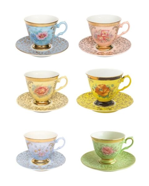 S.Clairy Flashy Yellow Flowers Mix 6lı Kahve Fincan Seti 150ml