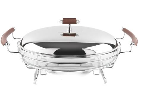 Nappa Cam Kapaklı Oval Servis 46x30x20cm