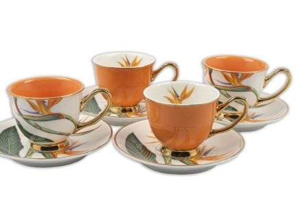 Orange Flower 4lü Kahve Fincanı Seti