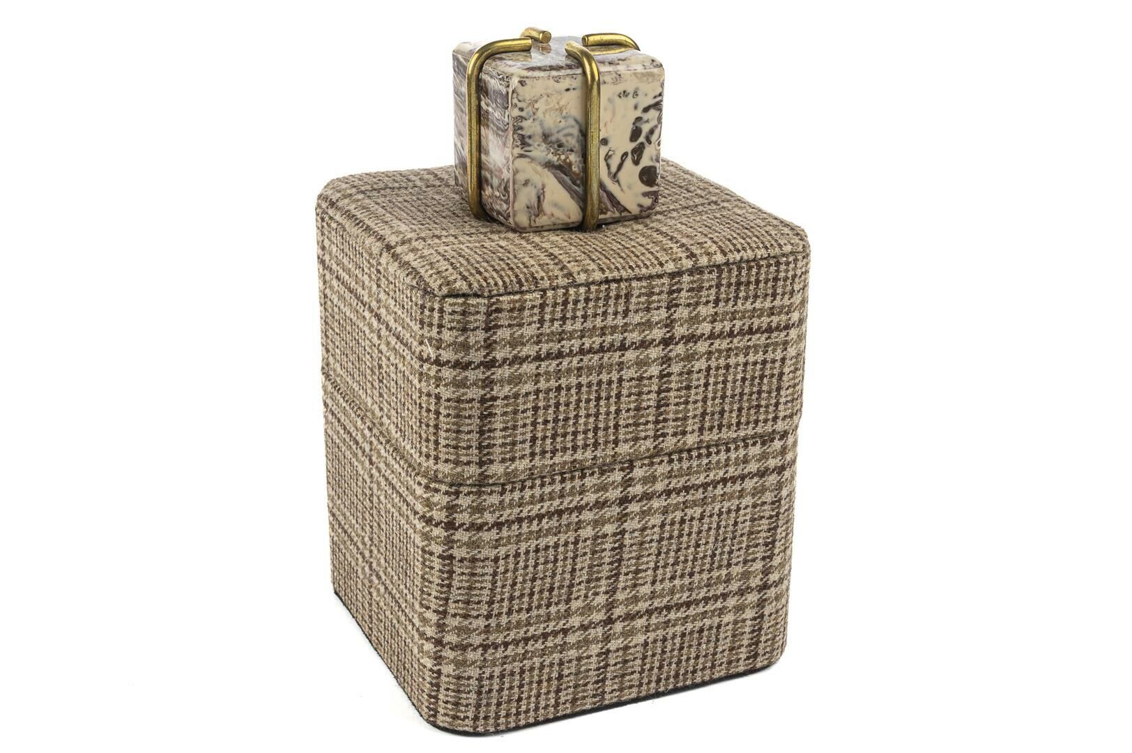 Bej Ekose KadifeTakı Kutusu 13x13x14cm