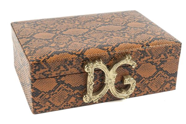 Turuncu Yılan Deri Takı Kutusu 22x30x11cm