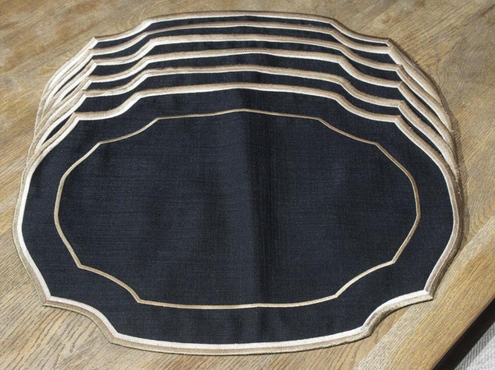 Oval siyah pudra bej 6lı amrkn srvs 50x35