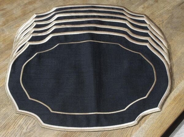 Oval siyah pudra bej 6lı amrkn srvs 50x35