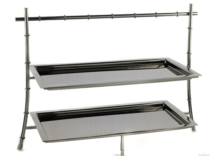 Füme Metal 2 Katlı Sunum Tabağı 42x17x30cm