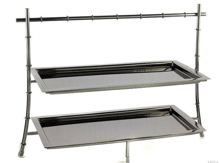 Füme Metal 2 Katlı Sunum Tabağı 42x17x30cm