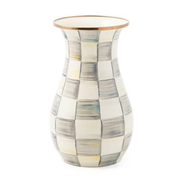 Sterling Check Tall Vase
