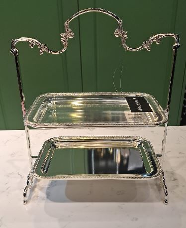 İNGİLİZ YAPRAK ANTİK İKİ KATLI SUNUMLUK