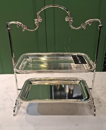 İNGİLİZ YAPRAK ANTİK İKİ KATLI SUNUMLUK