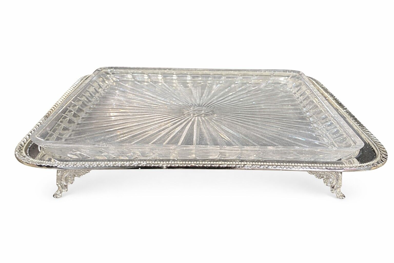 İNGİLİZ YAPRAK 27 CM KARE CAMLI SUNUMLUK