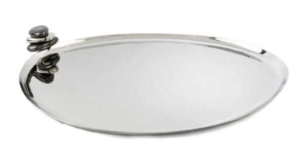 Gravel Gümüş Metal Elips Tepsi 45x35cm