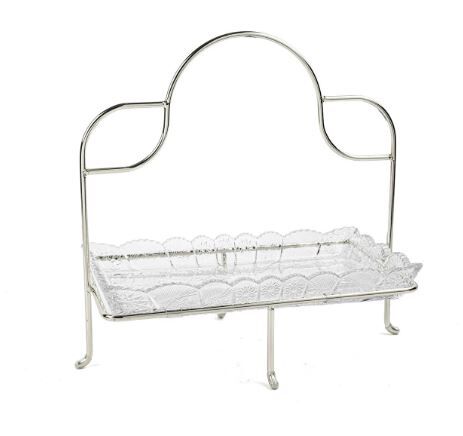 Sİlver Kulplu Cam Sunumluk 30x33cm