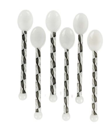 6lı Siyah Cam Kaşık