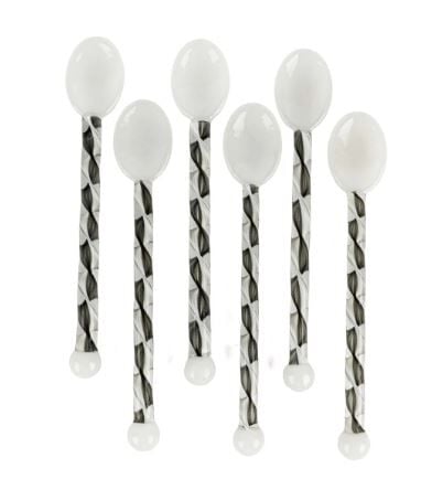 6lı Siyah Cam Kaşık