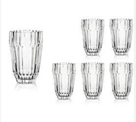 Kristal Kesimli 6lı Cam Meşrubat Bardağı 240ml