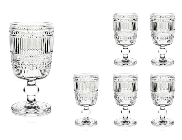 Retro Dalga 6lı Ayaklı Cam Bardak 310ml